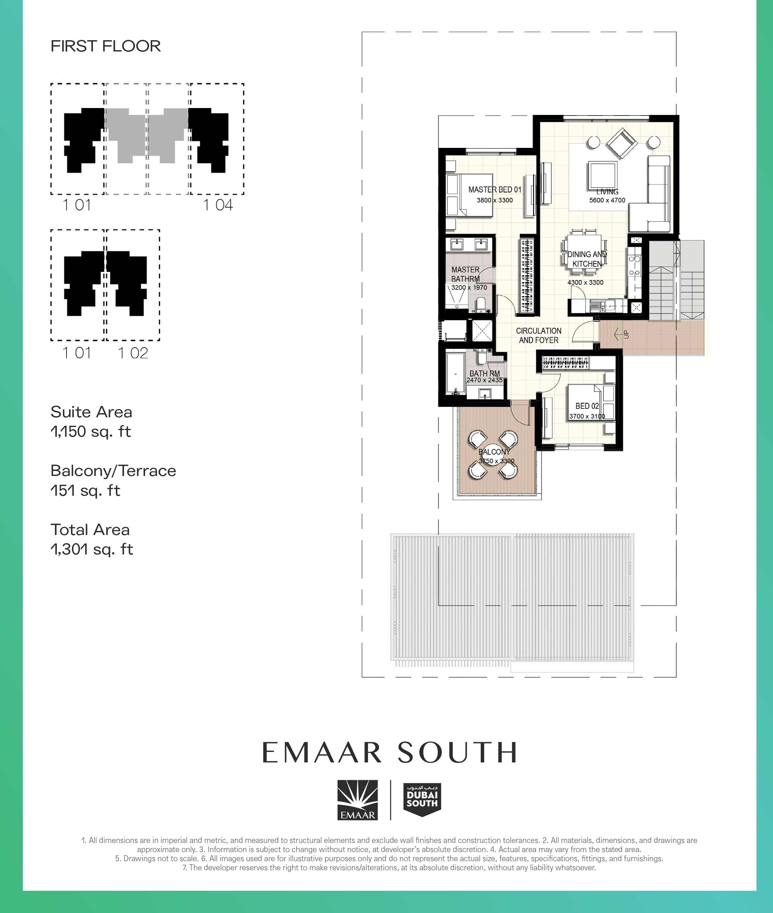 Floor Plan of Unit 1-01,1-02,1-04